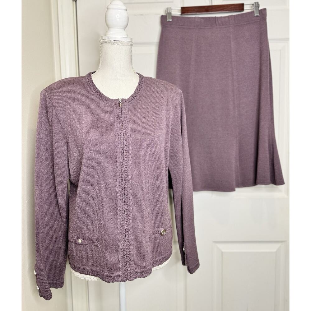 St. John Collection Lavender Knit Jacket and Skirt Set